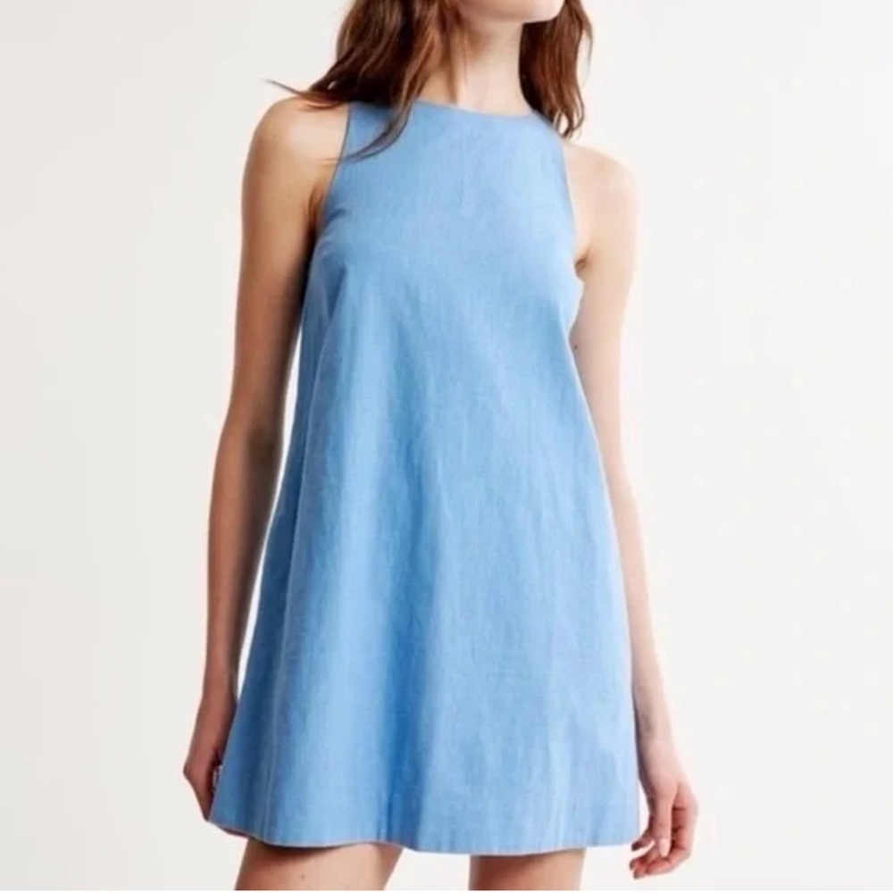 Abercrombie & Fitch High Neck Linen Blend Mini
Tank Dress - SIZE XS Tall - Blue